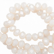 Top faceted beads 6x5mm disc Soft White-Pearl Shine Coating