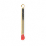 Stainless steel charms matchstick Gold-Red