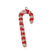 Statement charms candy cane with strass Red-Silver