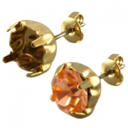 DQ metal findings earpins for Swarovski SS39 chaton Gold 