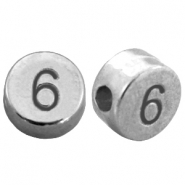 DQ European metal number beads # 6 Antique Silver (nickel free)