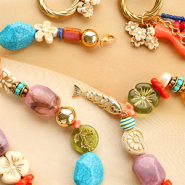 NEW Beautiful acrylic beads with gold-tone details