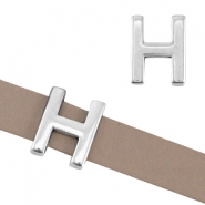 DQ metal letter slider "H" &Oslash;10.3x2.3mm Antique silver (nickel free)