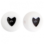 Acrylic heartshaped letterbeads Black-White