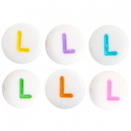 Acrylic letterbeads letter L Multicolor-White