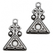 TQ metal traingle charms with setting and 3 loops Antique silver