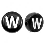 Acrylic letter beads letter W Black