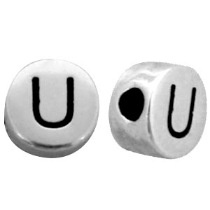 Metal-look beads letter U Antique Silver