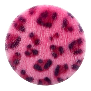 Faux fur cabochons leopard 35mm Neon Pink