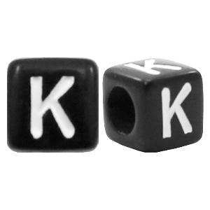 Acrylic letter beads letter K Black