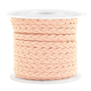 Trendy flat cord braided suede style 5mm Salmon Rose