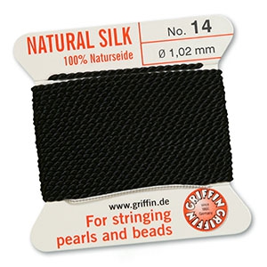 Griffin bead cord natural silk &Oslash;1.02mm Black