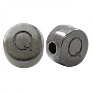 DQ European metal letter beads Q Silver Anthracite (nickel free)