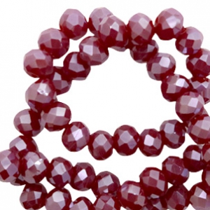Top faceted beads 6x4mm disc Tawny Port Red-Pearl Shine Coating