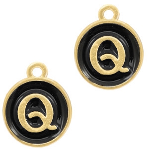 Metal charms letter Q Gold(a little bit more Rose)-Black