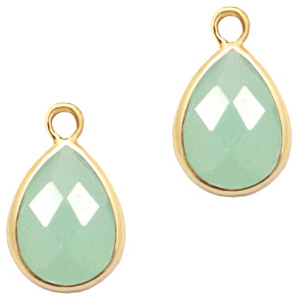 Crystal glass charms drop 11x7mm Green Opal-Gold