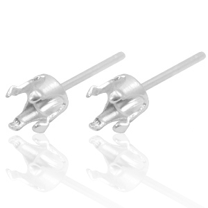 925 Silver findings earpins with setting for Swarovski PP32 (4mm) Silver
