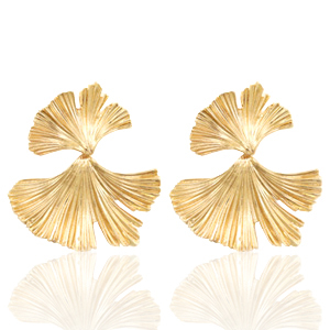 Trendy earrings Ginkgo leave Gold (nickel free)