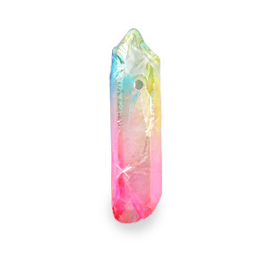 Natural stone charms Quartz Rainbow Pink AB