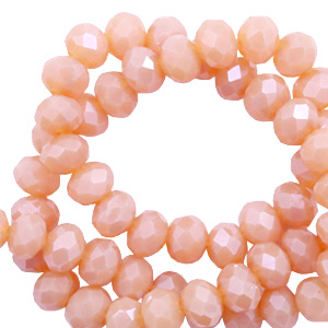 Top faceted beads 4x3mm disc Beige Rose Opal-Pearl Shine Coating