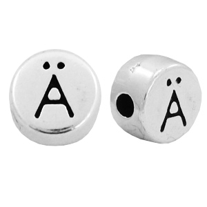 DQ European metal letter beads &Auml; Antique Silver (nickel free)