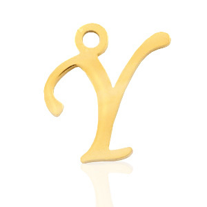 Stainless steel charms initial Y Gold