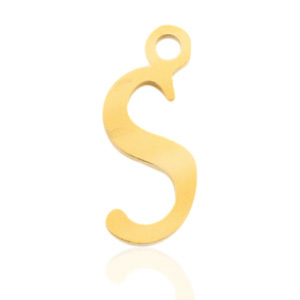 Stainless steel charms initial S Gold
