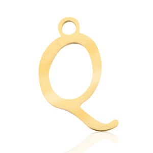 Stainless steel charms initial Q Gold