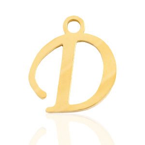 Stainless steel charms initial D Gold