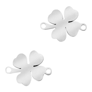 Stainless steel charms connector clover Silver