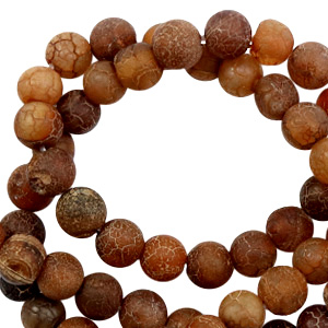 Natural stone beads Chalcedony (Quartz) 6mm matt Multicolour Dark Brown