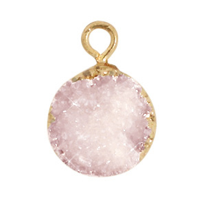 Natural stone charms 10mm Icy Pink-Gold