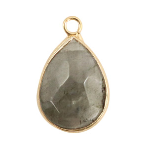 Natural stone charms drop Fossil Grey-Gold