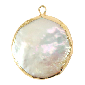 BQ Freshwater pearls charm round/drop Gold-Natural White