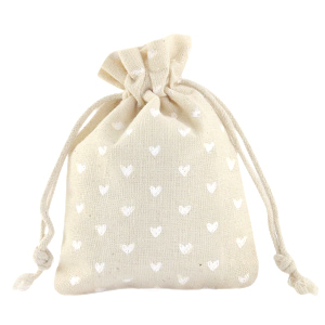 Jewellery Linen Bag Hearts Off White