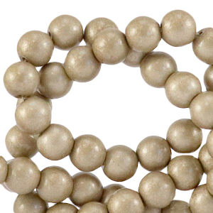 6 mm glass beads opaque Champagne Grey Metallic