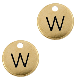 DQ European metal charms initial W Antique Bronze (nickel free)