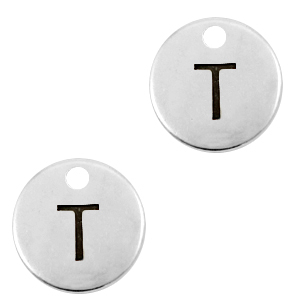 DQ European metal charms initial T Antique Silver (nickel free)