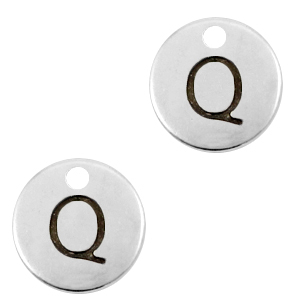 DQ European metal charms initial Q Antique Silver (nickel free)