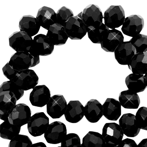 Top faceted beads 6x4mm disc Sky Black-Pearl Shine Coating