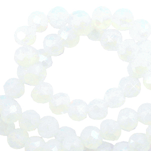Top faceted beads 3x2mm disc Brilliant White Crystal-Pearl Shine Coating