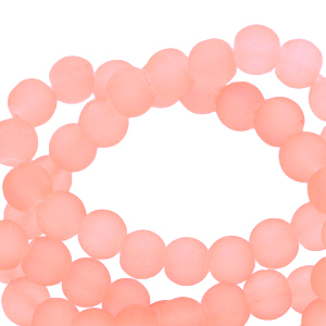 6 mm glass beads matt Neon Coral Orange