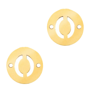 Stainless steel charms connector round 10mm initial coin O Gold