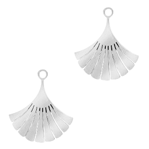 Stainless steel charms Ginkgo leaf Silver