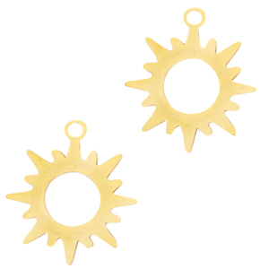 Stainless steel charms sun Gold