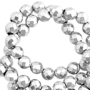 Round hematite beads 4mm faceted cut Light grey