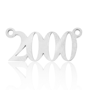 Stainless steel charms / connector year 2000 Silver