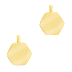 Stainless steel charms hexagon Gold
