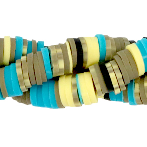 Katsuki beads 6mm Greige-Blue-Yellow Mix