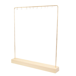 Jewellery display for necklaces with wooden standard Natural-Gold